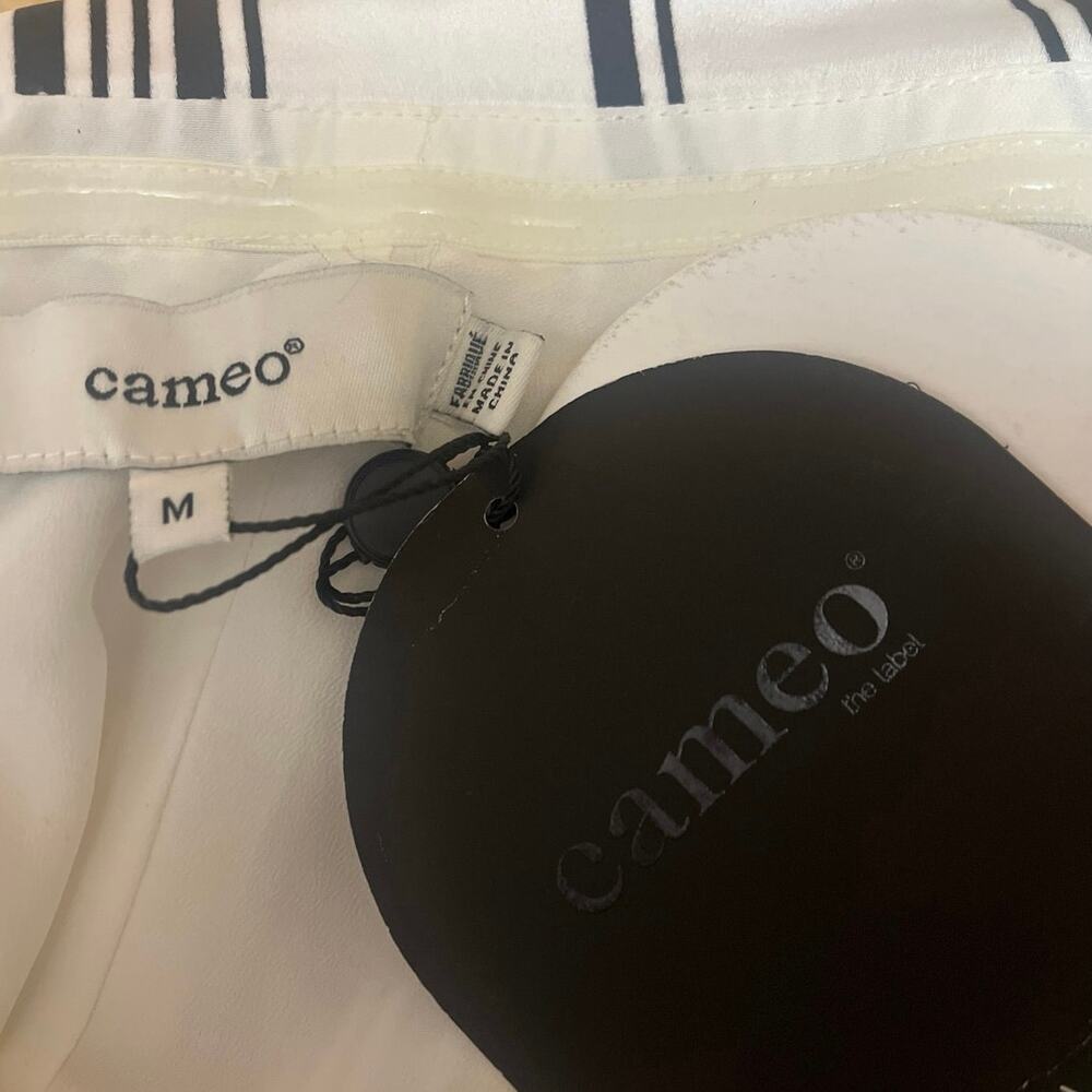 NEW Cameo White Black Striped Strapless Sleeveless Bandeau Tube Mini Dress Sz M - Picture 4 of 5